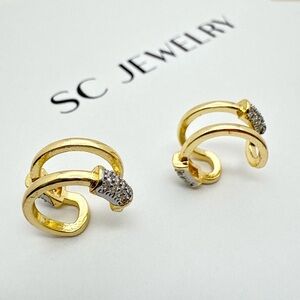 Gold Ear Cuff Cubic Zirconia 14k Gold Luxury Jewelry